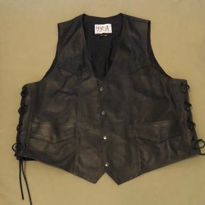 LEATHER Wear,Riding lace black leather 4XL” VEST